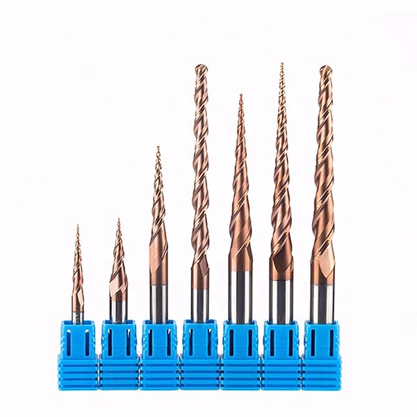 R0.25-D1 2 Flute Shank CNC Carbide Ball Nose Tapered End Mill Bit TiAIN Tools