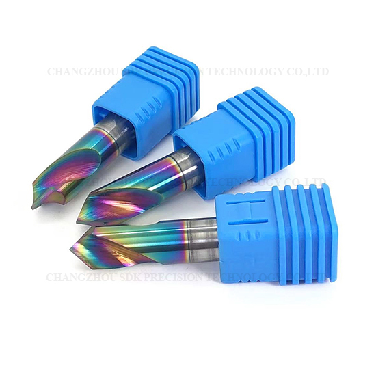 Carbide 60° 90° 120° DLC Coated Chamfer End Mill For Aluminum HRC55