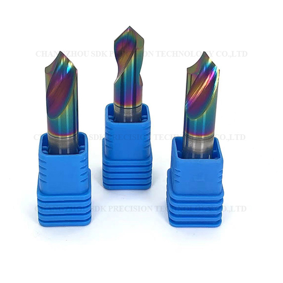 Carbide 60° 90° 120° DLC Coated Chamfer End Mill For Aluminum HRC55