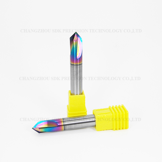 Carbide 60° 90° 120° DLC Coated Chamfer End Mill For Aluminum HRC55 