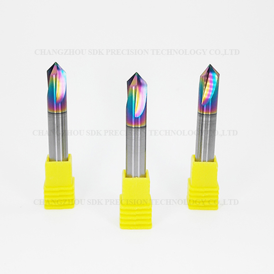 Carbide 60° 90° 120° DLC Coated Chamfer End Mill For Aluminum HRC55 