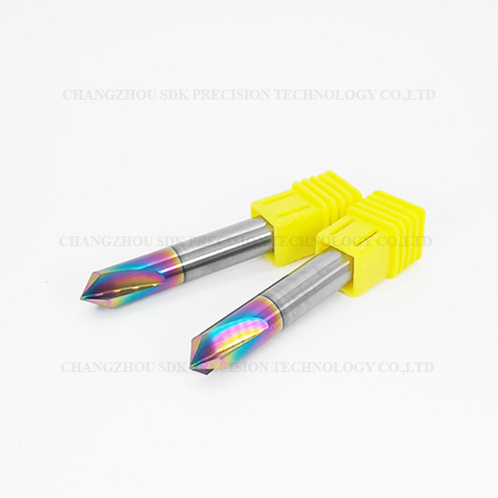 Carbide 60° 90° 120° DLC Coated Chamfer End Mill For Aluminum HRC55 