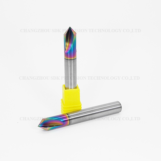 Carbide 60° 90° 120° DLC Coated Chamfer End Mill For Aluminum HRC55 