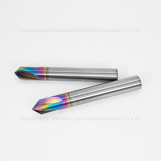 Carbide 60° 90° 120° DLC Coated Chamfer End Mill For Aluminum HRC55 